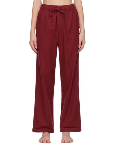 Tekla Burgundy Drawstring Pajama Pants - Red