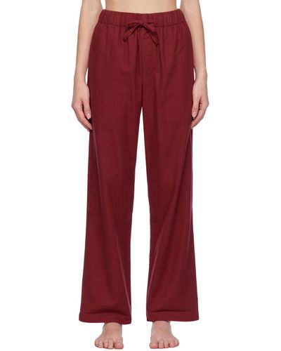 Tekla Pantalon de pyjama bourgogne à cordon coulissant - Rouge