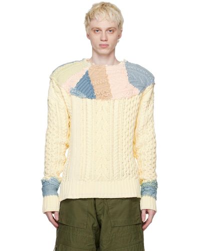 Greg Lauren Stitchwork Fair Isle Sweater - Natural