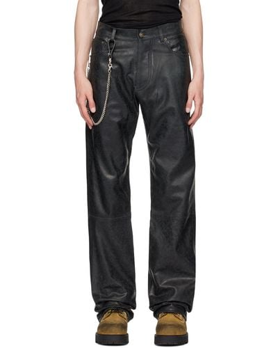424 Skinny Leather Pants - Black