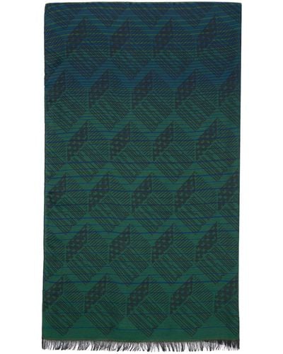 Paul Smith Navy & Green 'ps' Cube Scarf