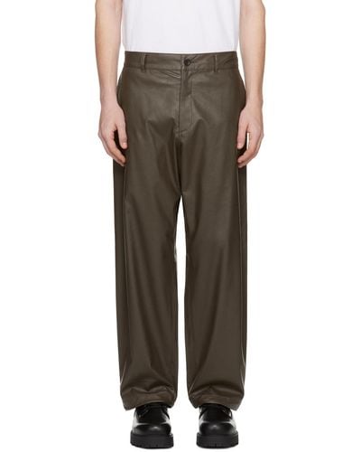 N. Hoolywood Pantalon ample brun en cuir synthétique - Noir