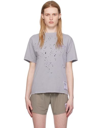 Satisfy T-shirt gris à perforations - Multicolore