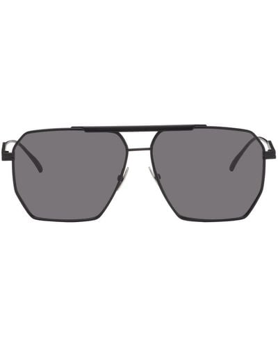 Bottega Veneta Black Classic Aviator Sunglasses