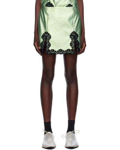Anna Sui Mini-jupe vert métallique en cuir synthétique - Noir