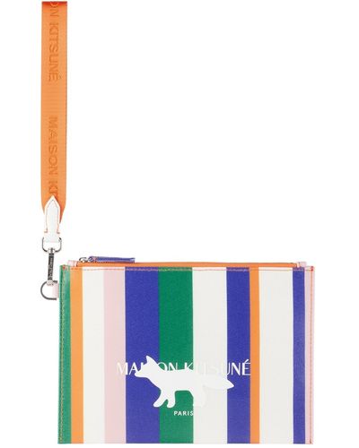 Maison Kitsuné Multicolour Stripes Pouch - Blue