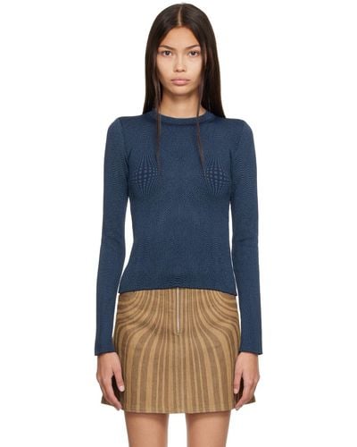 Anne Isabella Jacquard Sweater - Blue
