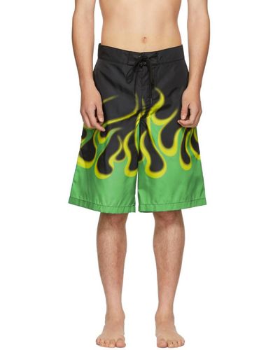 Prada Black Flame Bermuda Swim Shorts - Green