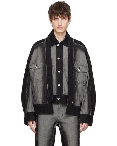 Feng Chen Wang Panelled Denim Jacket - Black