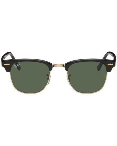 Ray-Ban Black & Gold Clubmaster Classic Sunglasses - Green