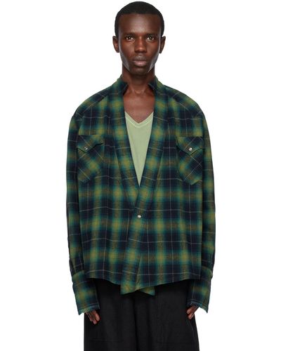 Greg Lauren Plaid Cardigan - Black