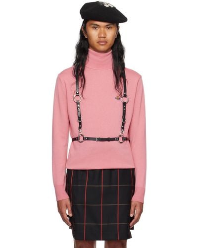 Vivienne Westwood Black Studs Harness Suspenders - Pink
