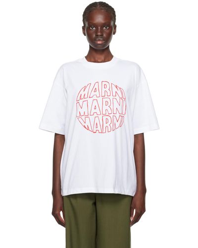 Marni T-shirt blanc à image à logo imprimée