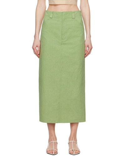 AURALEE Faded Midi Skirt - Green