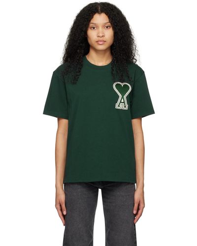 Ami Paris T-shirt vert à logo ami de cœur exclusif à ssense
