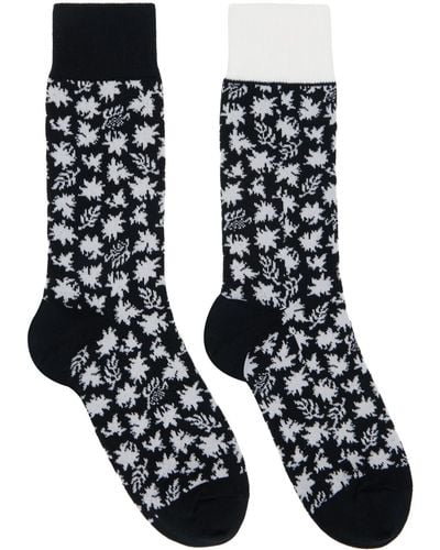 Sacai Black & White Floral Socks