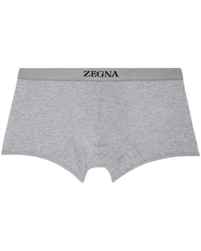 Zegna Boxer gris à logo en tricot jacquard - Noir