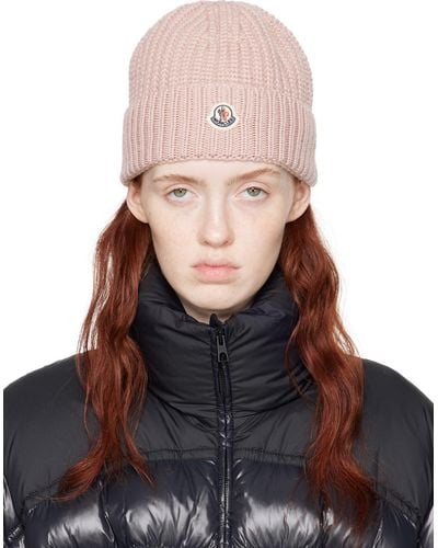 Moncler Pink Patch Beanie - Blue