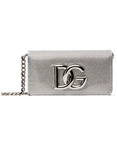 Dolce & Gabbana Petit sac argenté à ferrure à logo dg - Noir