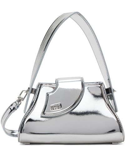 Gcds Silver Comma Mirror Small Top Handle Bag - Metallic