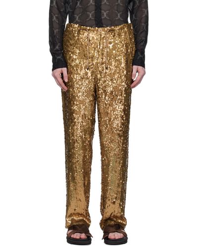 Dries Van Noten Gold Embellished Pants - Multicolor