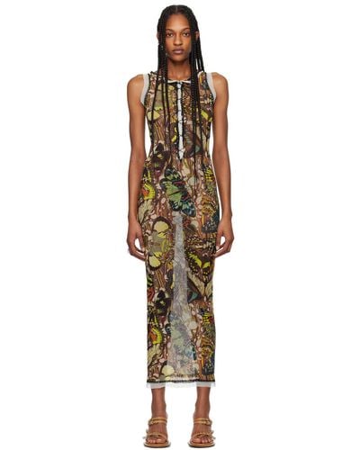 Jean Paul Gaultier Papillon Graphic-pattern Mesh Maxi Dress - Multicolor