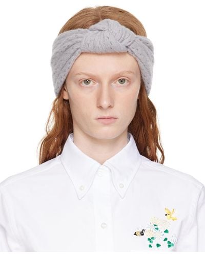Thom Browne Grey Knot Headband - White