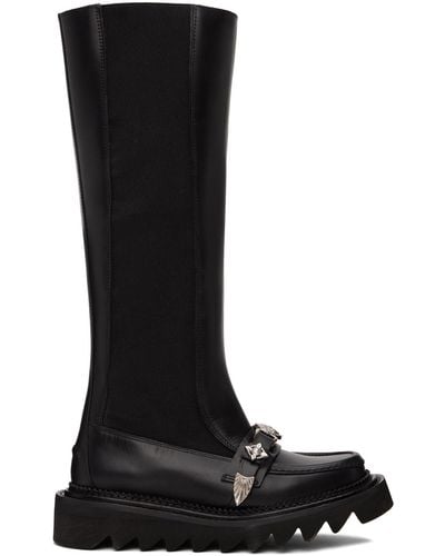 Toga Leather Tall Boots - Black