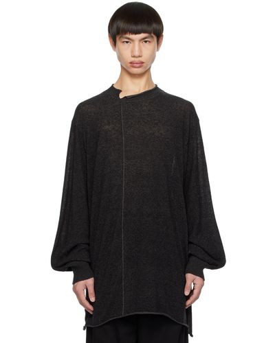Yohji Yamamoto Black & Grey Rolled Edge Sweater