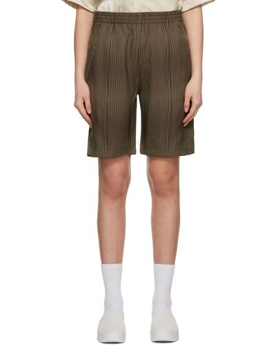 Needles Brown Striped Shorts - Multicolor