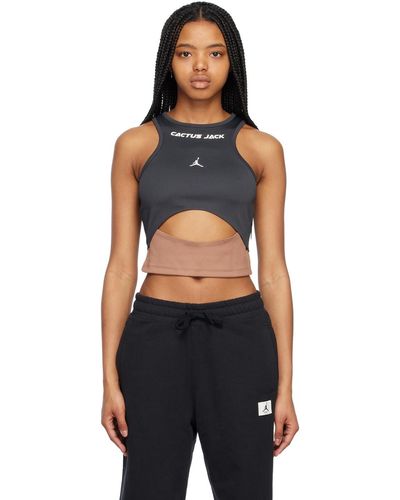 Nike Grey & Tan Travis Scott Edition Cutout Tank Top - Black