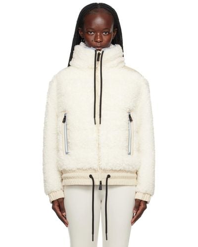 3 MONCLER GRENOBLE Off-white Maglia Bomber Jacket - Natural