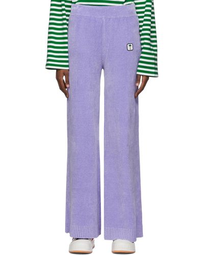 Palm Angels Purple Viscose Lounge Pants - Multicolor