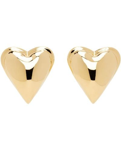 Alaïa Gold Heart Earrings - Black