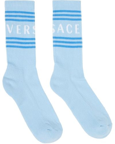 Versace 90S Vintage Logo Socks - Blue