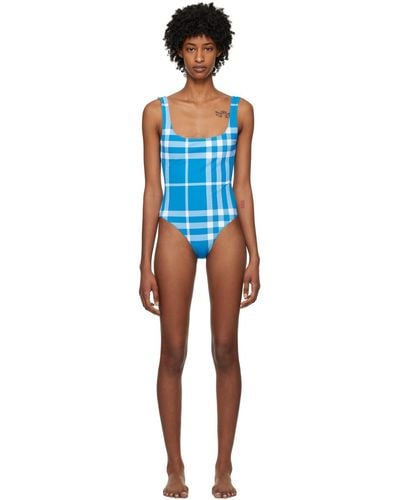 Burberry Blue Check One-piece Swimsuit - Black