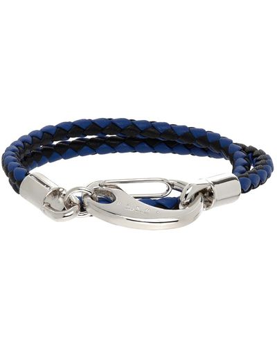 Marni Bracelet tressé double tour noir et bleu marine