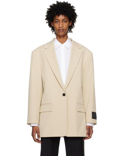 HUGO Beige Longline Blazer - Natural