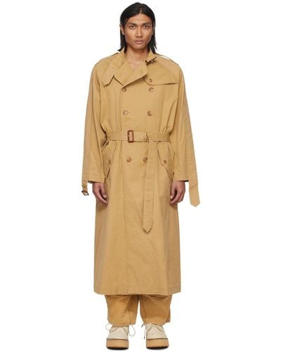 R13 Tan Deconstructed Trench Coat - Green