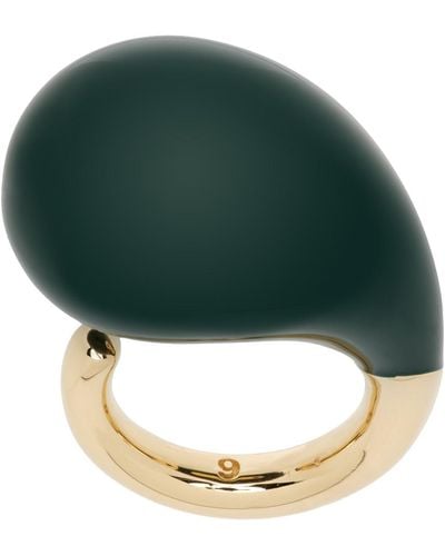 Bottega Veneta Gold & Green Drop Ring