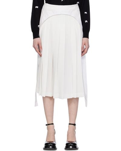 Pushbutton Pleated Midi Skirt - Black