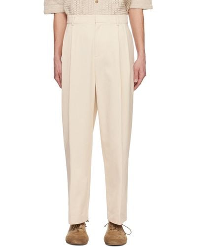LE17SEPTEMBRE Off- Pleated Trousers - Natural