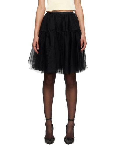 ShuShu/Tong Black Semi-sheer Midi Skirt