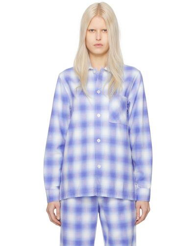 Tekla Chemise de pyjama bleue à carreaux