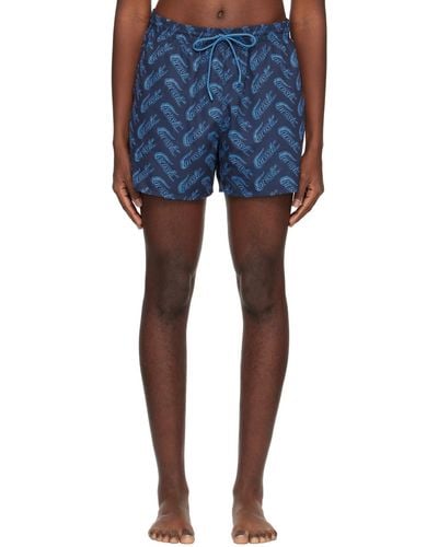 Lacoste Navy Printed Swim Shorts - Blue
