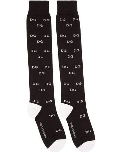 Dolce & Gabbana Jacquard Logo Socks - Black