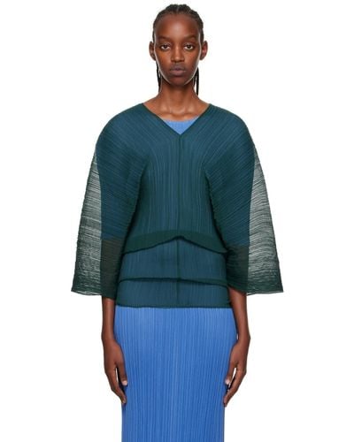 Pleats Please Issey Miyake Green Madame T Scarf - Blue