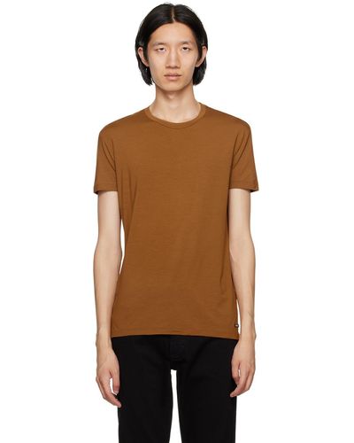 Zegna T-shirt brun à col ras du cou - Noir