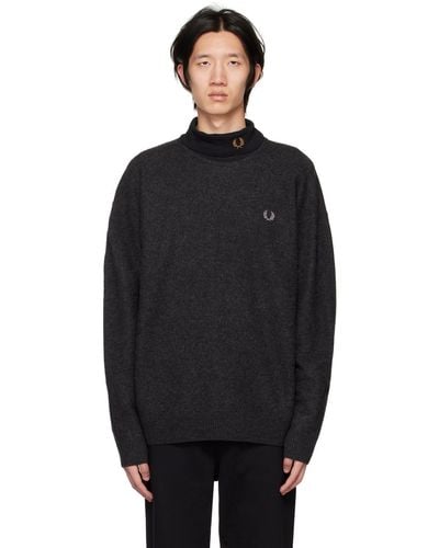 Fred Perry F Perry 霜降り セーター - ブラック