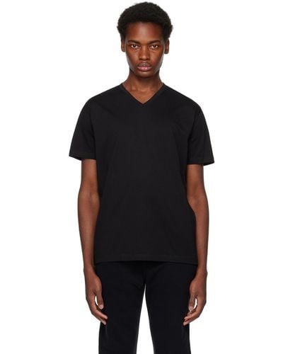 Sunspel T-shirt riviera noir en jersey d'épaisseur moyenne à col en v